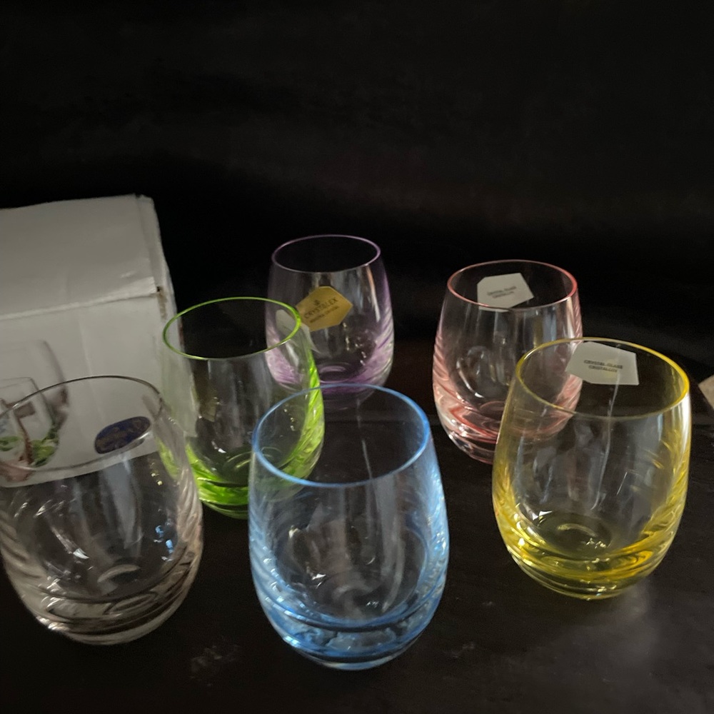 Bohemia Collection Rainbow Set of 6 Shot Multi Colored Crystal Glasses, 2oz each